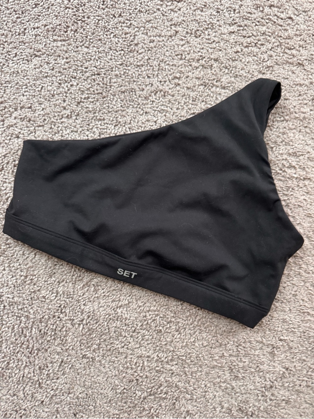 SET Active One-Shoulder Black Sports Bra
